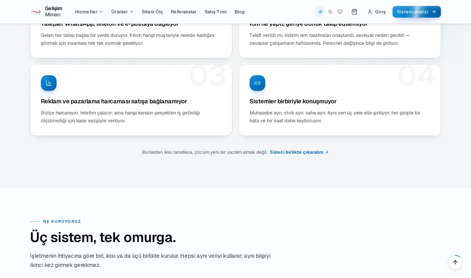 Gelişim Mimarı sitesinin iç bölümü