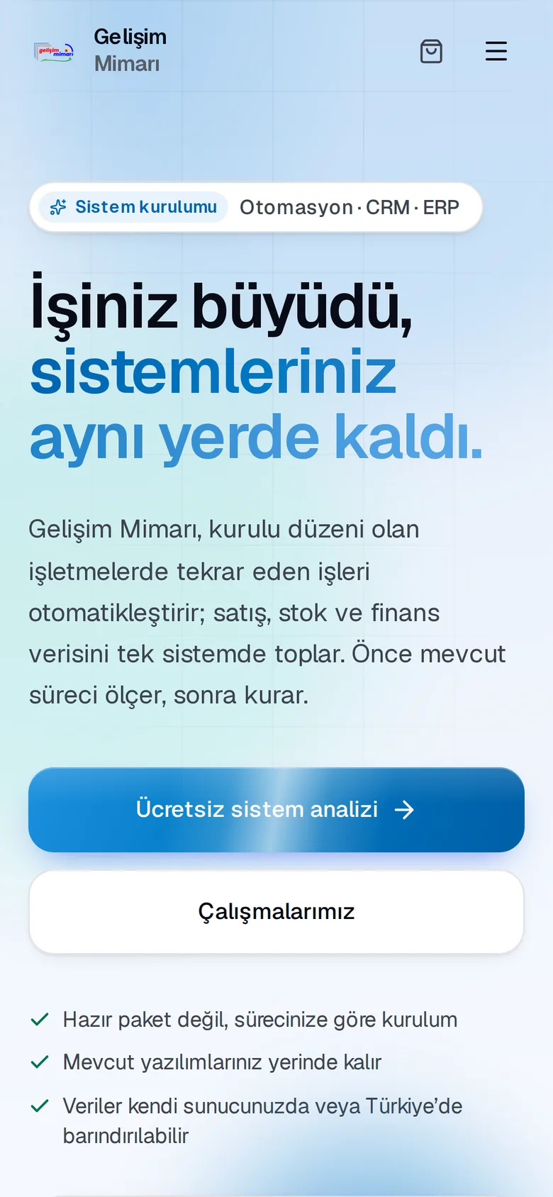 Gelişim Mimarı — telefon görünümü