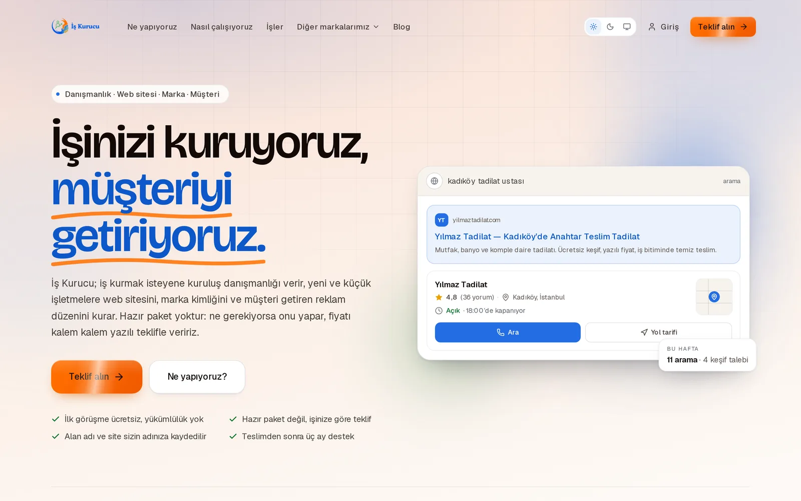 İş Kurucu sitesinin ana sayfası