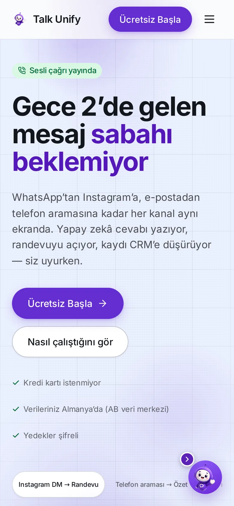 TalkUnify — telefon görünümü