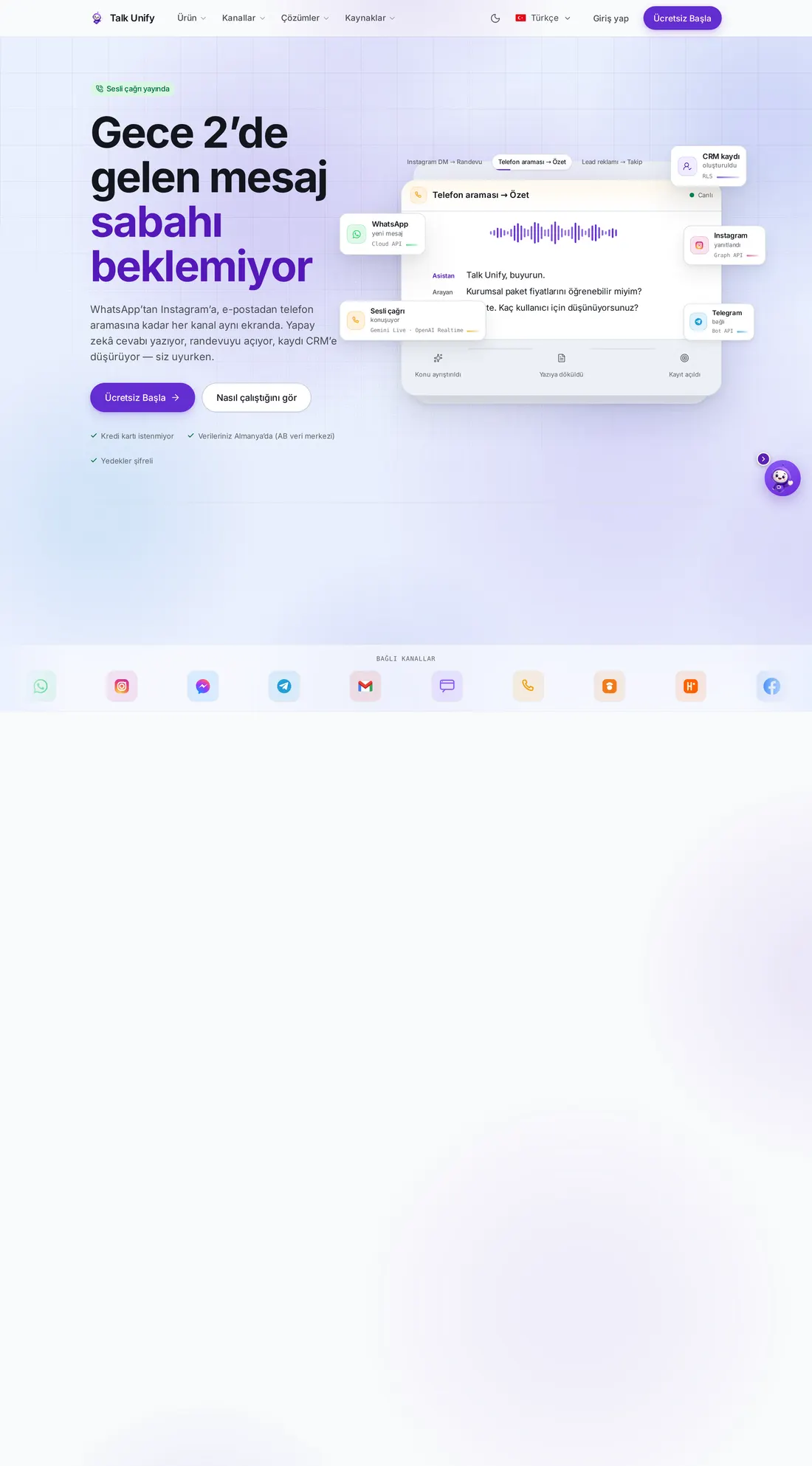 TalkUnify — masaüstü görünümü