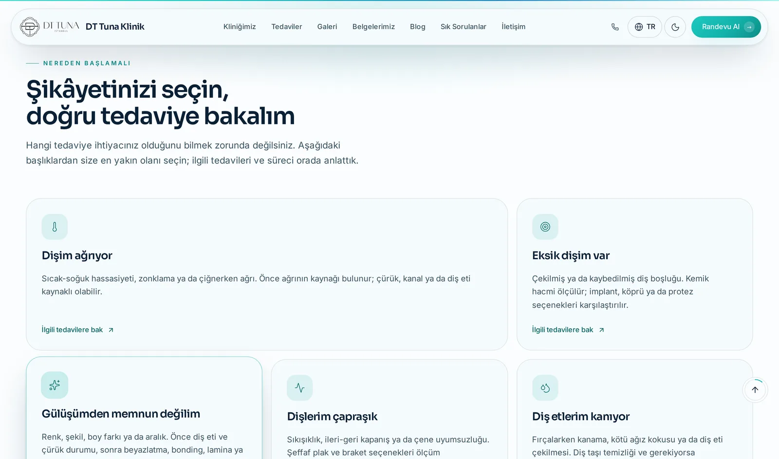 Tuna Ağız ve Diş Sağlığı Polikliniği sitesinin iç bölümü